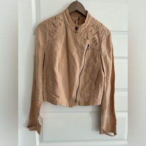 Free People Eyelet Detail Moto Jacket Blush Pink Size 6
